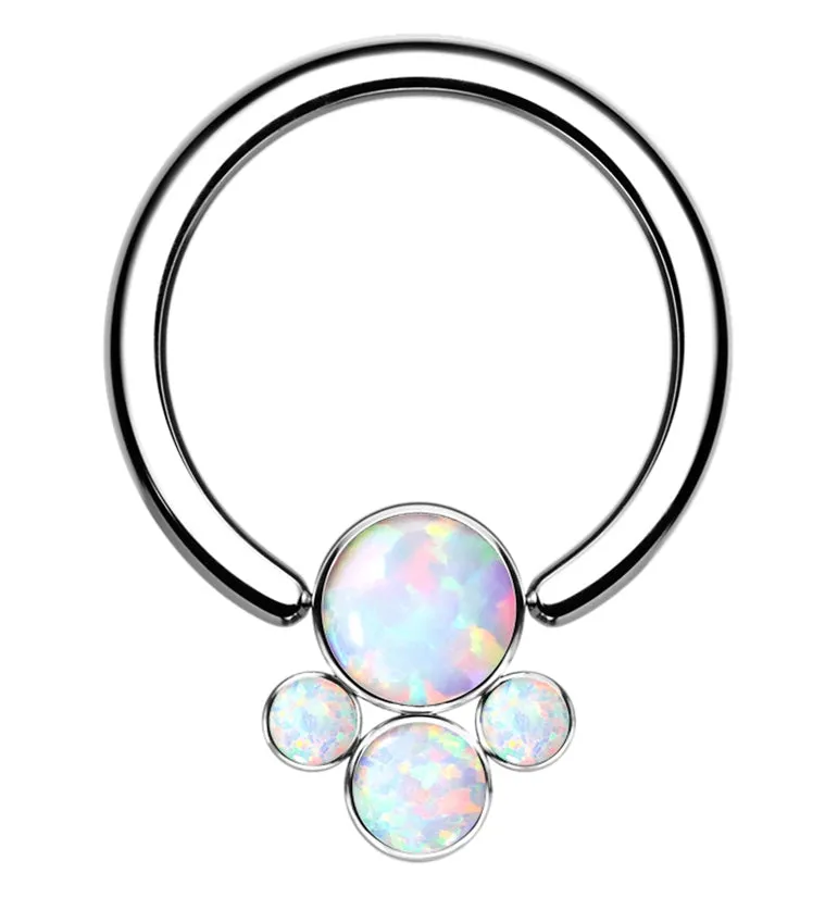 White Opalite Cluster Titanium Captive Ring