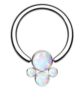 White Opalite Cluster Titanium Captive Ring