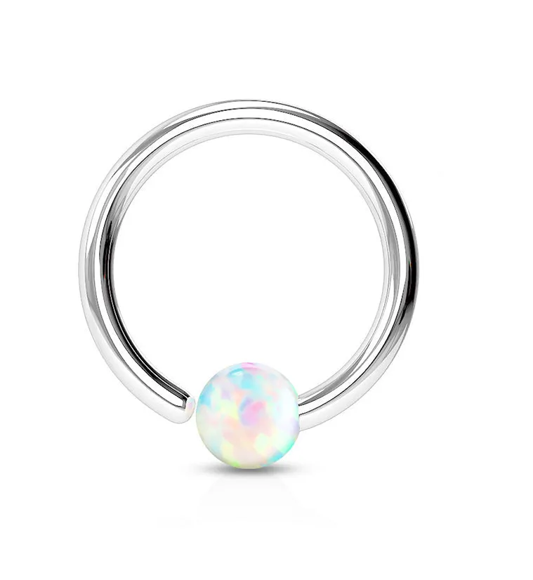 White Opalite Fixed Captive Ring