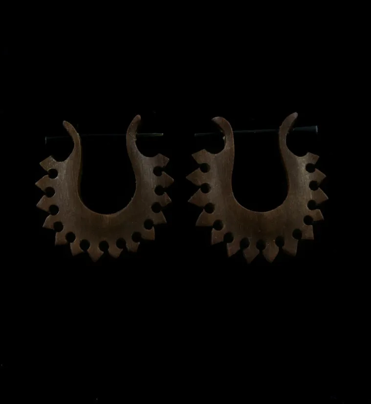 Wooden Spiked Tribal Earrings
