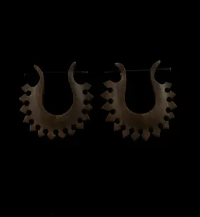 Wooden Spiked Tribal Earrings