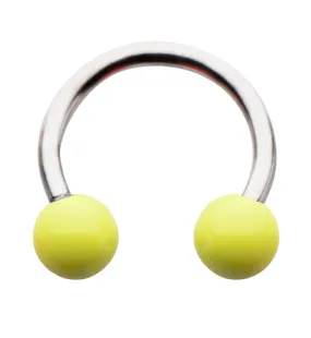 Yellow Ceramic Ball Stainless Steel Circular Barbell