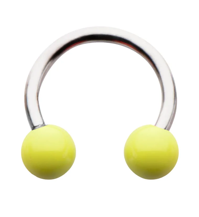 Yellow Ceramic Ball Stainless Steel Circular Barbell